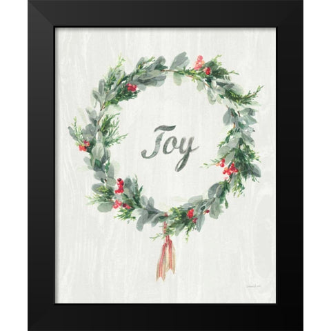 White and Bright Christmas Wreath I Black Modern Wood Framed Art Print by Nai, Danhui