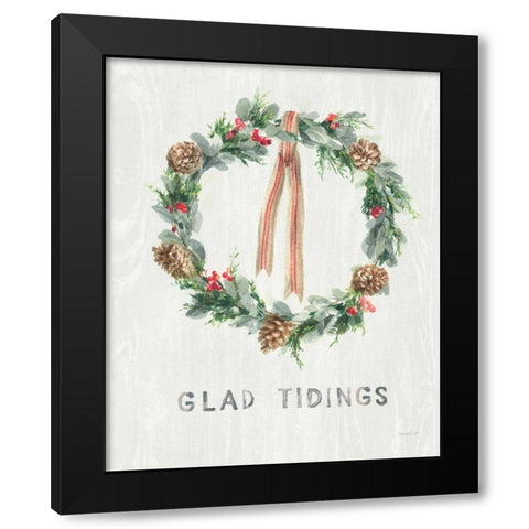 White and Bright Christmas Wreath II Black Modern Wood Framed Art Print with Double Matting by Nai, Danhui