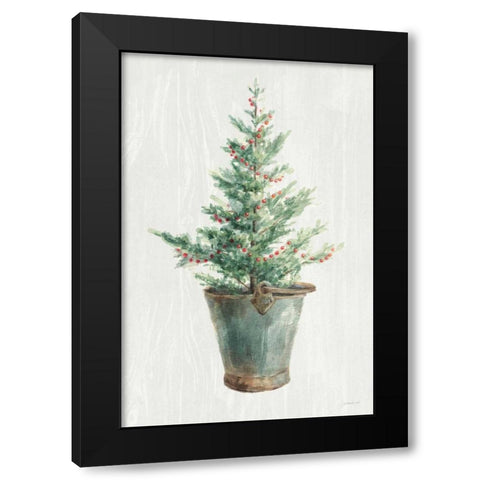 White and Bright Christmas Tree I Black Modern Wood Framed Art Print with Double Matting by Nai, Danhui