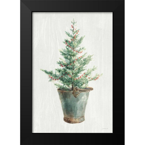 White and Bright Christmas Tree I Black Modern Wood Framed Art Print by Nai, Danhui