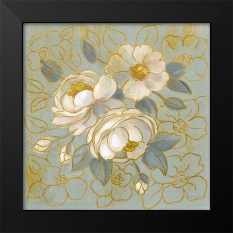 Sage Floral I Black Modern Wood Framed Art Print by Vassileva, Silvia