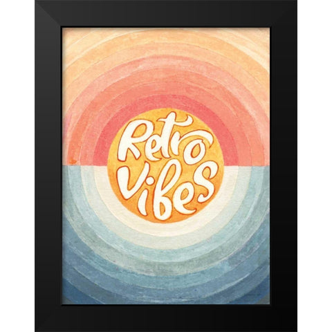 Retro Vibes Black Modern Wood Framed Art Print by Nai, Danhui