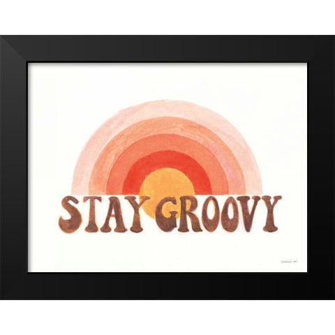 Stay Groovy Black Modern Wood Framed Art Print by Nai, Danhui