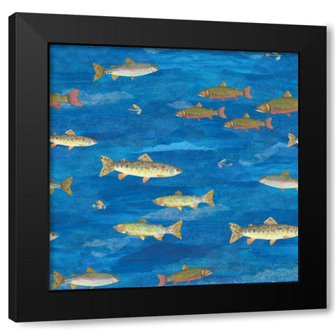 Angling in The Stream Pattern I Black Modern Wood Framed Art Print with Double Matting by Prahl, Courtney