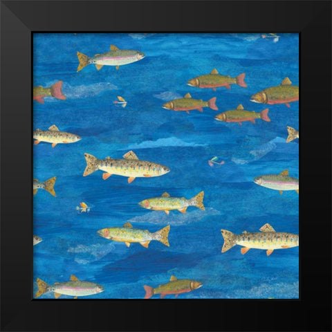 Angling in The Stream Pattern I Black Modern Wood Framed Art Print by Prahl, Courtney