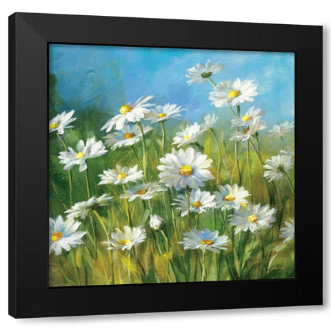 Summer Field II Black Modern Wood Framed Art Print with Double Matting by Nai, Danhui