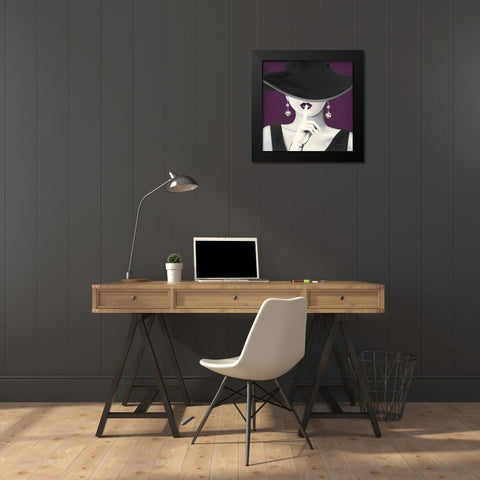 Haute Chapeau Purple I v2 Black Modern Wood Framed Art Print by Fabiano, Marco