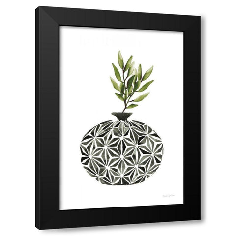 Geometric Vases IV Green Black Modern Wood Framed Art Print with Double Matting by Charro, Mercedes Lopez