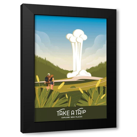 Take a Trip Black Modern Wood Framed Art Print with Double Matting by Escalante, Omar