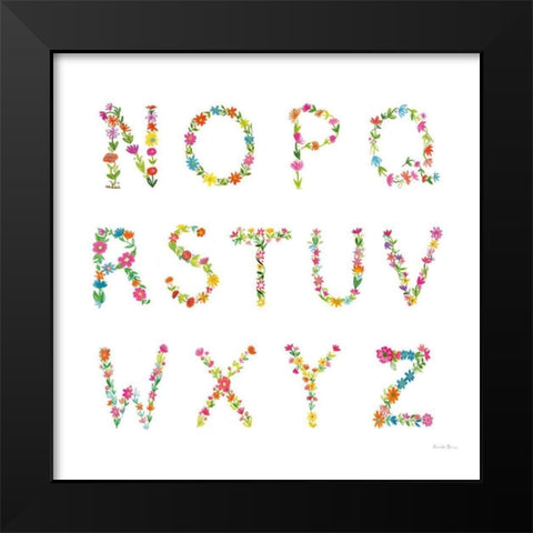 Floral Alphabet Sq II Black Modern Wood Framed Art Print by Zaman, Farida