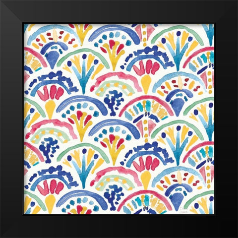Peacock Glory Pattern IIA Black Modern Wood Framed Art Print by June, Dina
