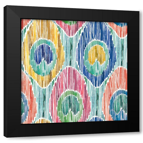 Peacock Glory Pattern VII Black Modern Wood Framed Art Print by June, Dina