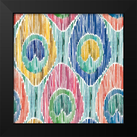 Peacock Glory Pattern VII Black Modern Wood Framed Art Print by June, Dina