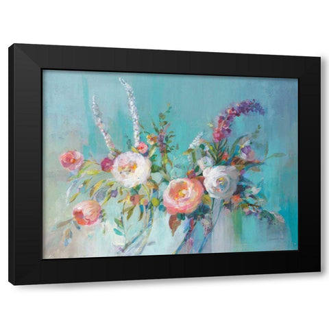 Avalon Blooms Black Modern Wood Framed Art Print by Nai, Danhui