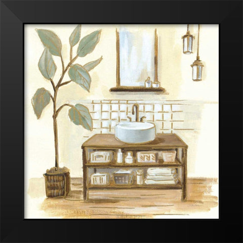 Sage Bathroom II Black Modern Wood Framed Art Print by Vassileva, Silvia