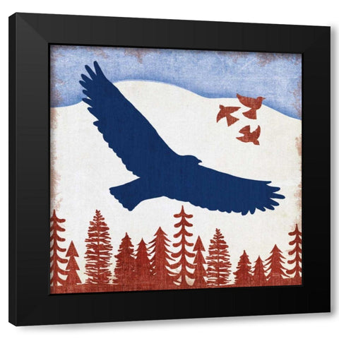 Patriotic Woodland Eagle Black Modern Wood Framed Art Print by Mullan, Michael