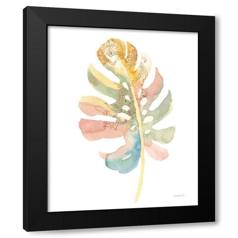 Boho Tropical Leaf II on White Black Modern Wood Framed Art Print by Nai, Danhui