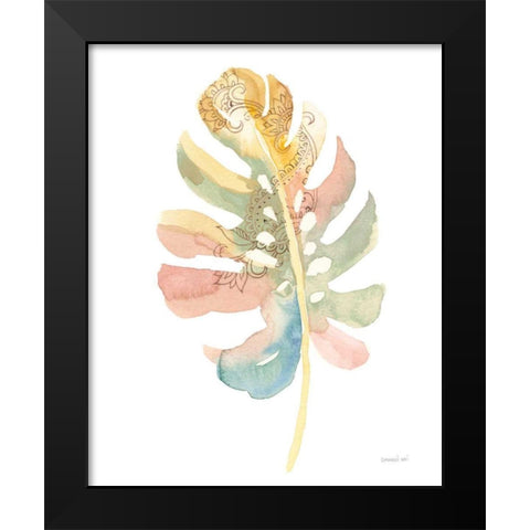 Boho Tropical Leaf II on White Black Modern Wood Framed Art Print by Nai, Danhui