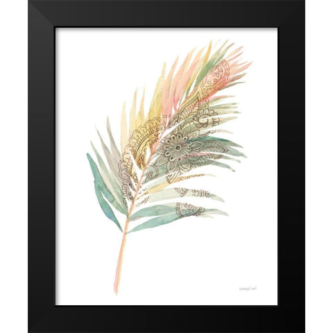 Boho Tropical Leaf III on White Black Modern Wood Framed Art Print by Nai, Danhui