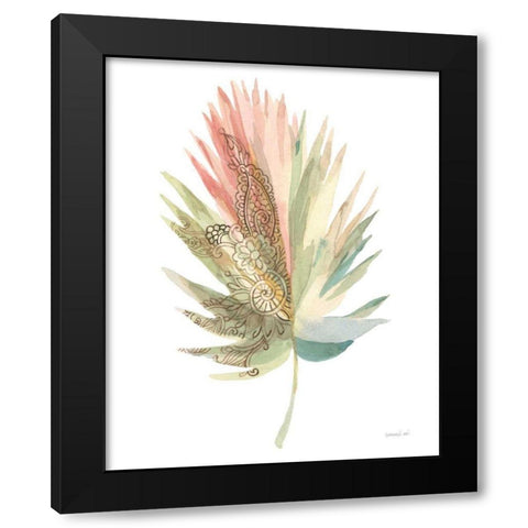 Boho Tropical Leaf IV on White Black Modern Wood Framed Art Print with Double Matting by Nai, Danhui