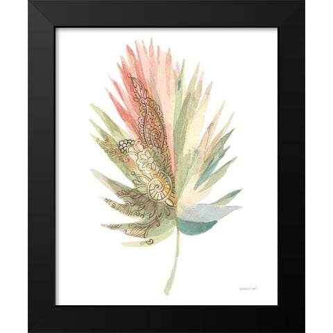 Boho Tropical Leaf IV on White Black Modern Wood Framed Art Print by Nai, Danhui