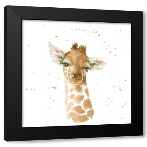 Baby Giraffe Black Modern Wood Framed Art Print with Double Matting by Pete, Katrina