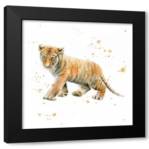 Tiger Cub Black Modern Wood Framed Art Print with Double Matting by Pete, Katrina
