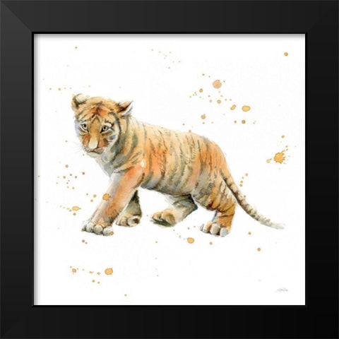 Tiger Cub Black Modern Wood Framed Art Print by Pete, Katrina