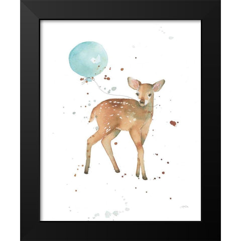 Festive Fawn Black Modern Wood Framed Art Print by Pete, Katrina