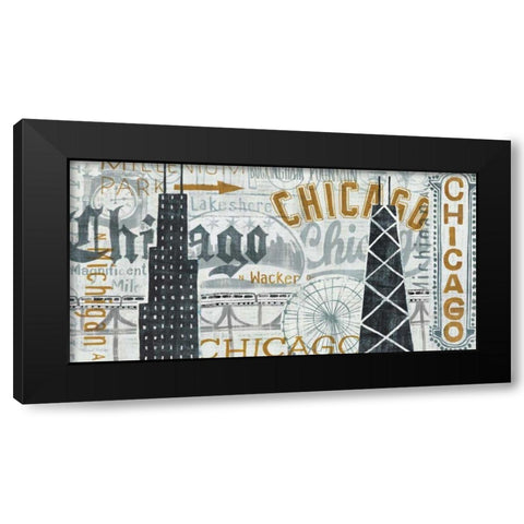 Hey Chicago Vintage Black Modern Wood Framed Art Print with Double Matting by Mullan, Michael