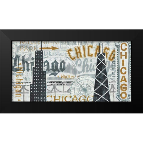 Hey Chicago Vintage Black Modern Wood Framed Art Print by Mullan, Michael