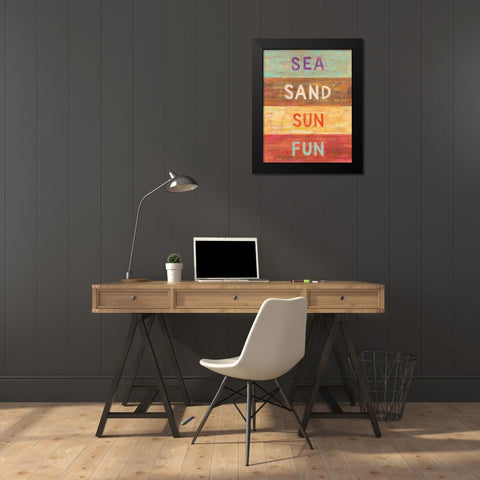 Sea and Sand I Black Modern Wood Framed Art Print by Nai, Danhui