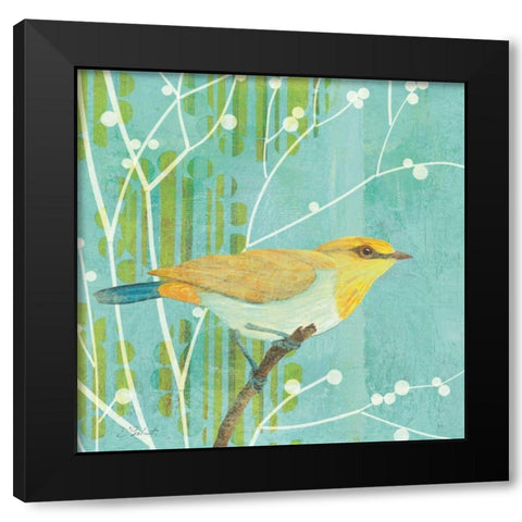 Blue Sky Songbird I Black Modern Wood Framed Art Print by D Salusti