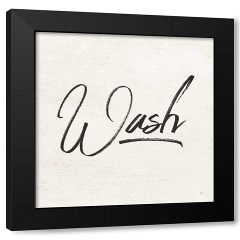 Laundry Script I Black Modern Wood Framed Art Print with Double Matting by Aiken, Jess