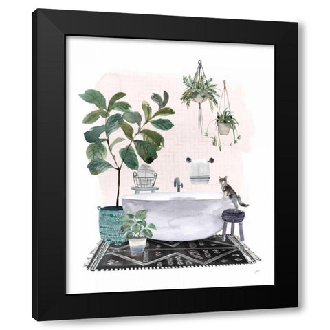 Courtyard Bath Black Modern Wood Framed Art Print with Double Matting by Panganiban, Karyn