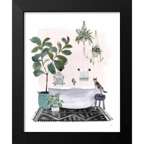 Courtyard Bath Black Modern Wood Framed Art Print by Panganiban, Karyn