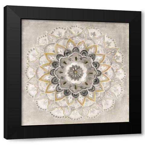 Warm Sunburst Black Modern Wood Framed Art Print by Nai, Danhui