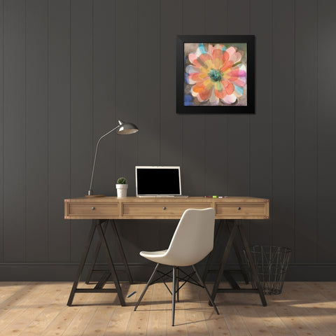 Kaleidoscope Flower Black Modern Wood Framed Art Print by Nai, Danhui