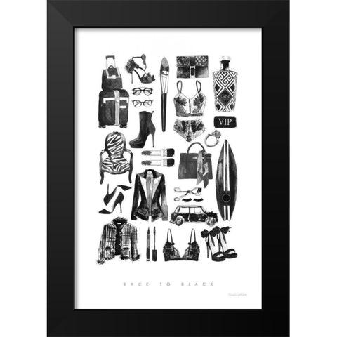 Back to Black I Black Modern Wood Framed Art Print by Charro, Mercedes Lopez