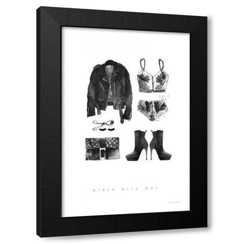 Back to Black III Black Modern Wood Framed Art Print with Double Matting by Charro, Mercedes Lopez
