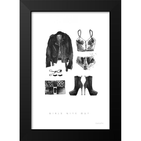 Back to Black III Black Modern Wood Framed Art Print by Charro, Mercedes Lopez