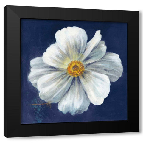 Boldest Bloom I Dark Blue Black Modern Wood Framed Art Print with Double Matting by Nai, Danhui