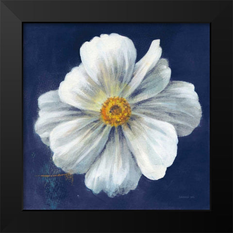 Boldest Bloom I Dark Blue Black Modern Wood Framed Art Print by Nai, Danhui