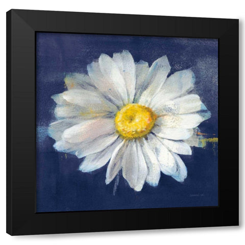 Boldest Bloom II Dark Blue Black Modern Wood Framed Art Print with Double Matting by Nai, Danhui