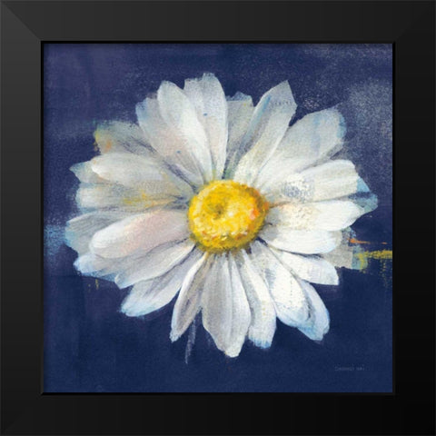 Boldest Bloom II Dark Blue Black Modern Wood Framed Art Print by Nai, Danhui