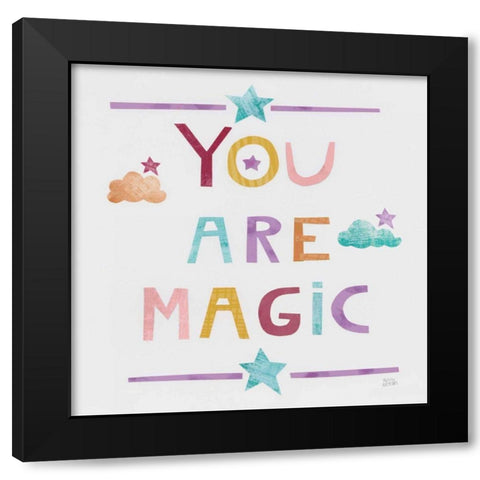 Unicorn Magic V Sq Clouds Dark Black Modern Wood Framed Art Print by Averinos, Melissa