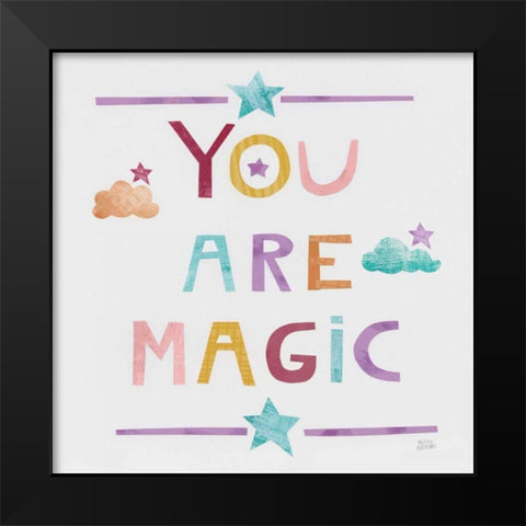 Unicorn Magic V Sq Clouds Dark Black Modern Wood Framed Art Print by Averinos, Melissa