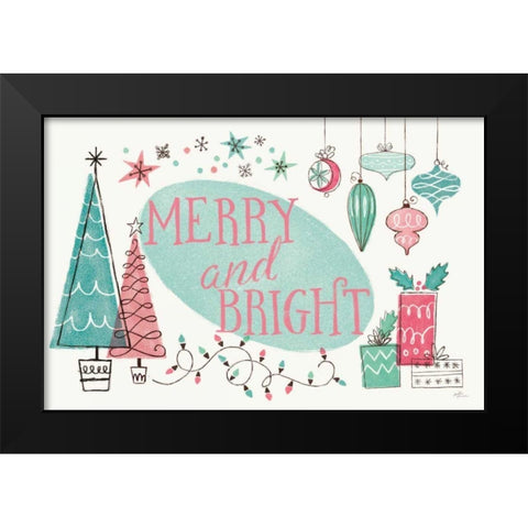 Retro Christmas I Bright Black Modern Wood Framed Art Print by Penner, Janelle