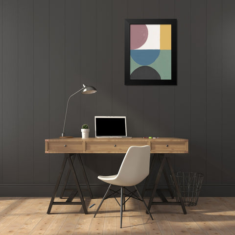 Colorful Retro Abstract V Black Modern Wood Framed Art Print by Nai, Danhui