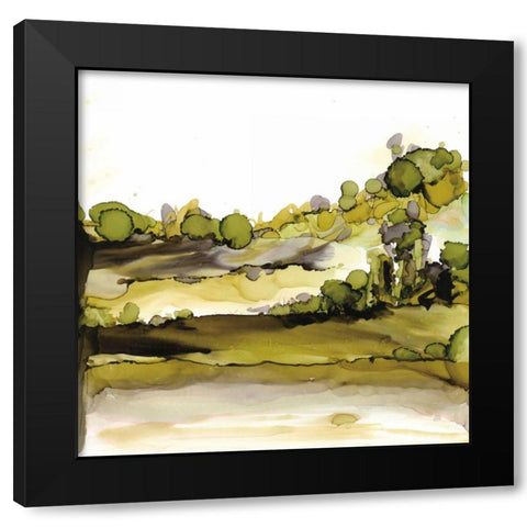 Greenscape II Black Modern Wood Framed Art Print with Double Matting by Paschke, Chris